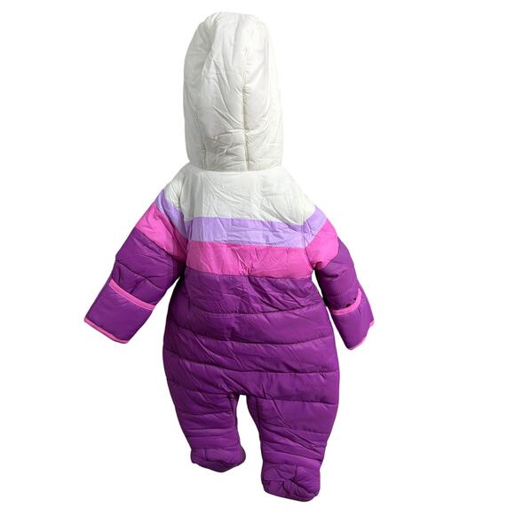 Cat & Jack Baby Girls Hooded Puffer One-Piece Pink Purple Snowsuit Size 9M New - Picture 2 of 6
